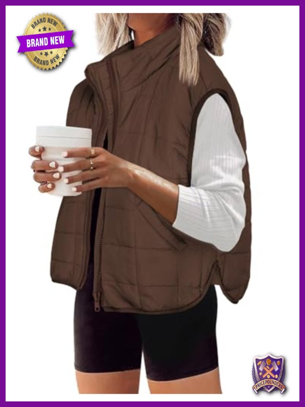 Women's Quilted Zip Up Puffer Vest Sleeveless Sleeveless Outerwear